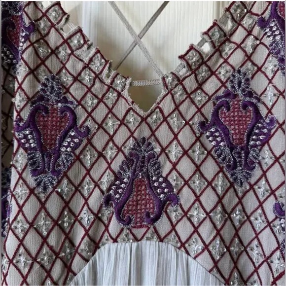 Free People Lost in a Dream Maxi Dress Beaded Embroidered Boho Fairy Festival 6 - Picture 11 of 16